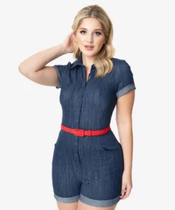 Unique Vintage Patsy Blue Denim Romper