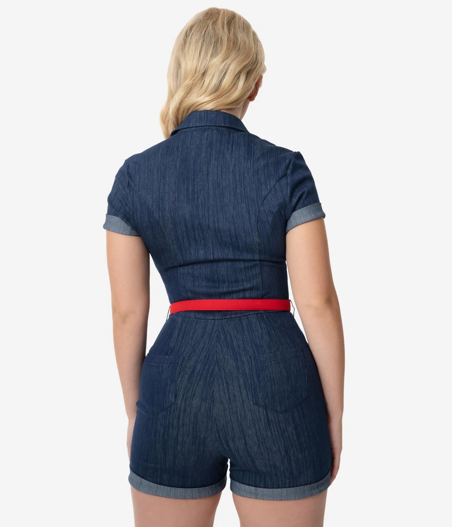 Unique Vintage Patsy Blue Denim Romper 4 Unique Vintage Patsy Blue Denim Romper