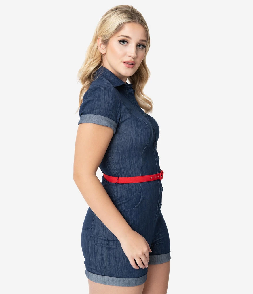 Unique Vintage Patsy Blue Denim Romper 6 Unique Vintage Patsy Blue Denim Romper