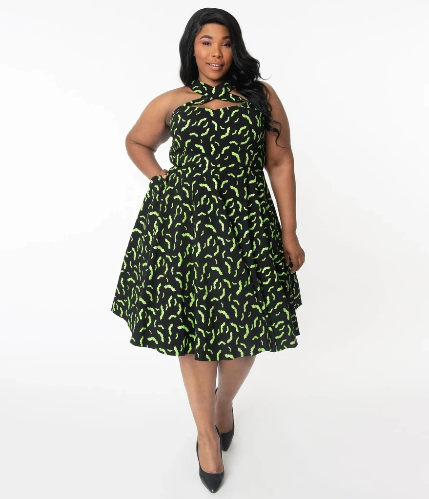 Unique Vintage Rita Green Bats Dress 4 Unique Vintage Rita Green Bats Dress