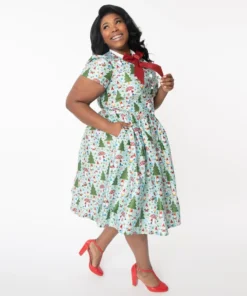 Unique Vintage Cora Swing Dress - Forest Gnome Scene 9 Unique Vintage Cora Swing Dress - Forest Gnome Scene