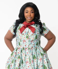 Unique Vintage Cora Swing Dress - Forest Gnome Scene 10 Unique Vintage Cora Swing Dress - Forest Gnome Scene