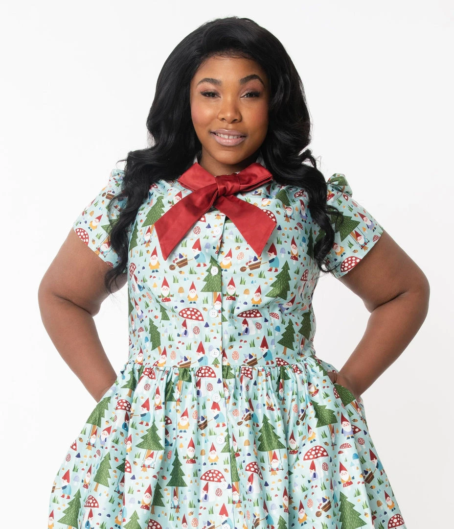 Unique Vintage Cora Swing Dress - Forest Gnome Scene 6 Unique Vintage Cora Swing Dress - Forest Gnome Scene