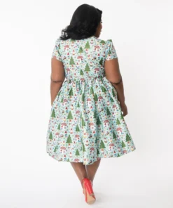 Unique Vintage Cora Swing Dress - Forest Gnome Scene 11 Unique Vintage Cora Swing Dress - Forest Gnome Scene