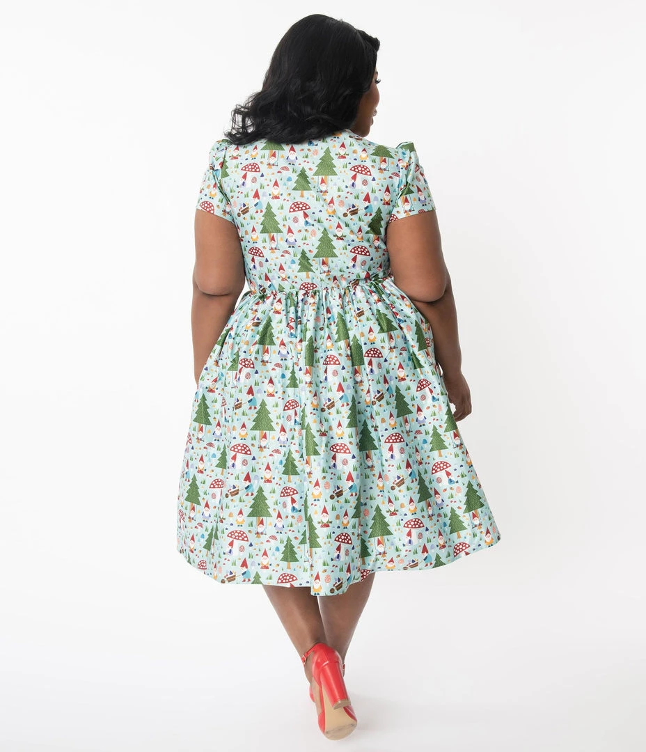 Unique Vintage Cora Swing Dress - Forest Gnome Scene 7 Unique Vintage Cora Swing Dress - Forest Gnome Scene