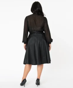 Unique Vintage Vivien Vegan Leather Retro Swing Skirt 11 Unique Vintage Vivien Vegan Leather Retro Swing Skirt