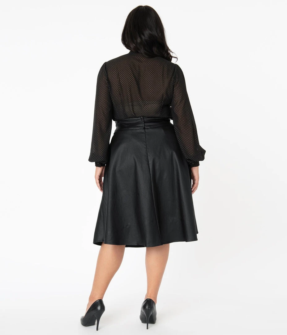Unique Vintage Vivien Vegan Leather Retro Swing Skirt 7 Unique Vintage Vivien Vegan Leather Retro Swing Skirt