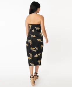 Unique Vintage Leilani Black Tiger Sarong Dress