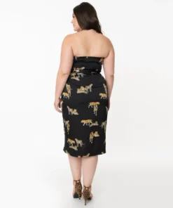Unique Vintage Leilani Black Tiger Sarong Dress