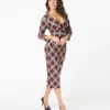 Unique Vintage Lyddie Dress - Red / Grey Plaid