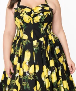 Unique Vintage Orchard Lemon Swing Dress