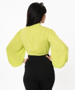 Unique Vintage Gwen Blouse - Chartreuse