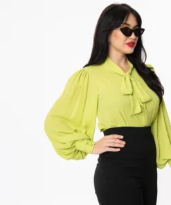 Unique Vintage Gwen Blouse - Chartreuse