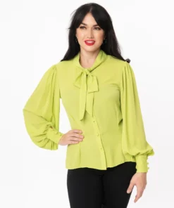 Unique Vintage Gwen Blouse - Chartreuse