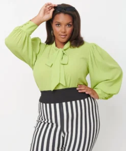 Unique Vintage Gwen Blouse - Chartreuse