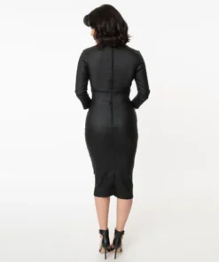 Unique Vintage Lyddie Vegan Leather Wiggle Dress