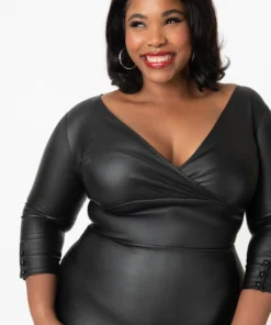 Unique Vintage Lyddie Vegan Leather Wiggle Dress