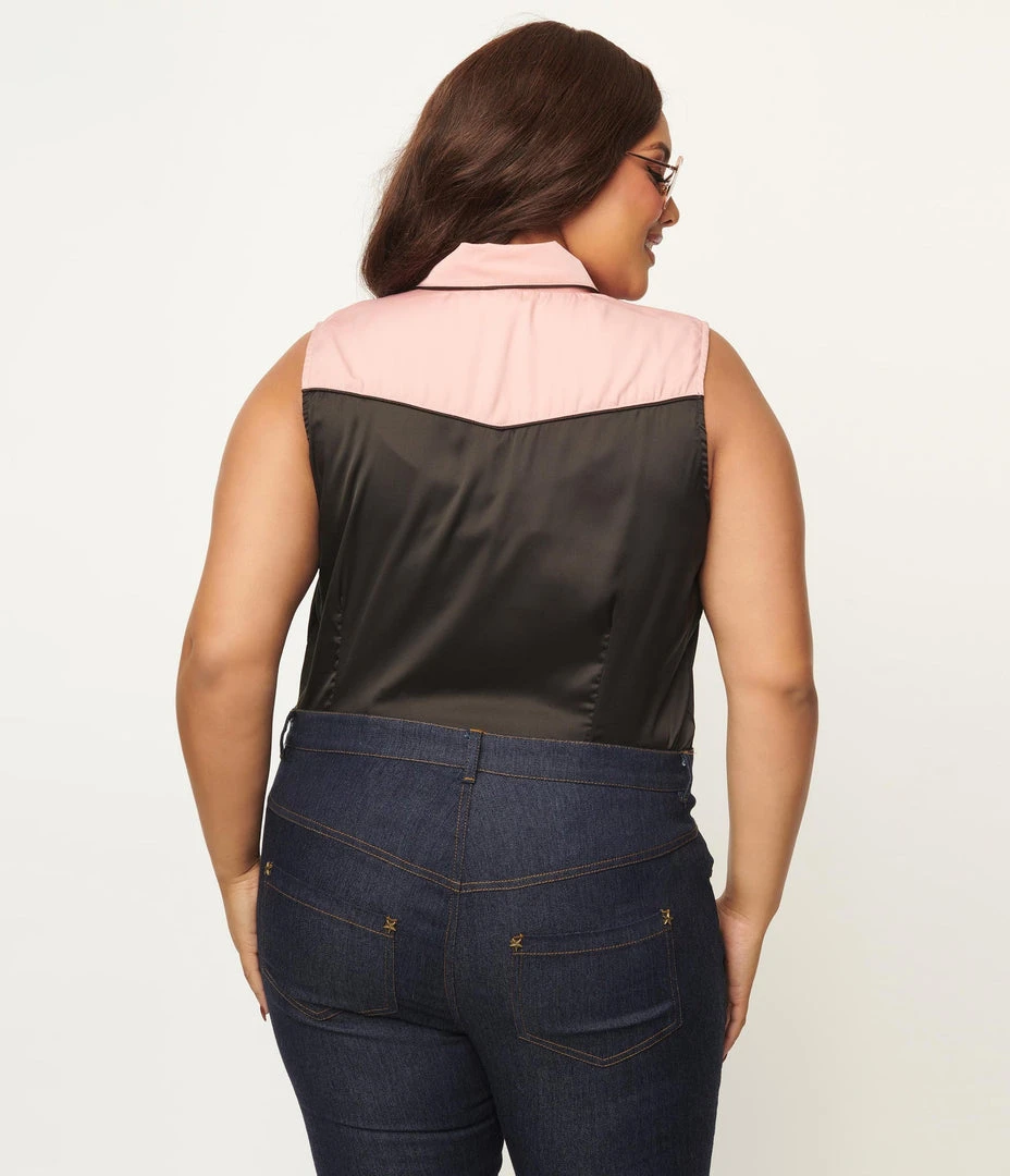 Unique Vintage Western Prairie Girl Blouse - Pink & Black 9 Unique Vintage Western Prairie Girl Blouse - Pink & Black