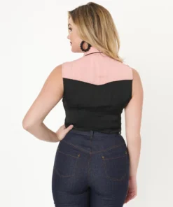 Unique Vintage Western Prairie Girl Blouse - Pink & Black 12 Unique Vintage Western Prairie Girl Blouse - Pink & Black