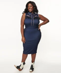 Unique Vintage Western Fringed Wiggle Dress