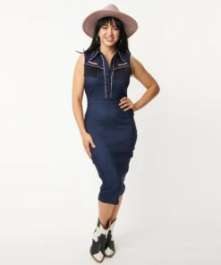 Unique Vintage Western Fringed Wiggle Dress