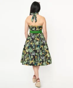 Unique Vintage Tarrytown Hostess Jungle Print Dress