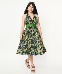 Unique Vintage Tarrytown Hostess Jungle Print Dress