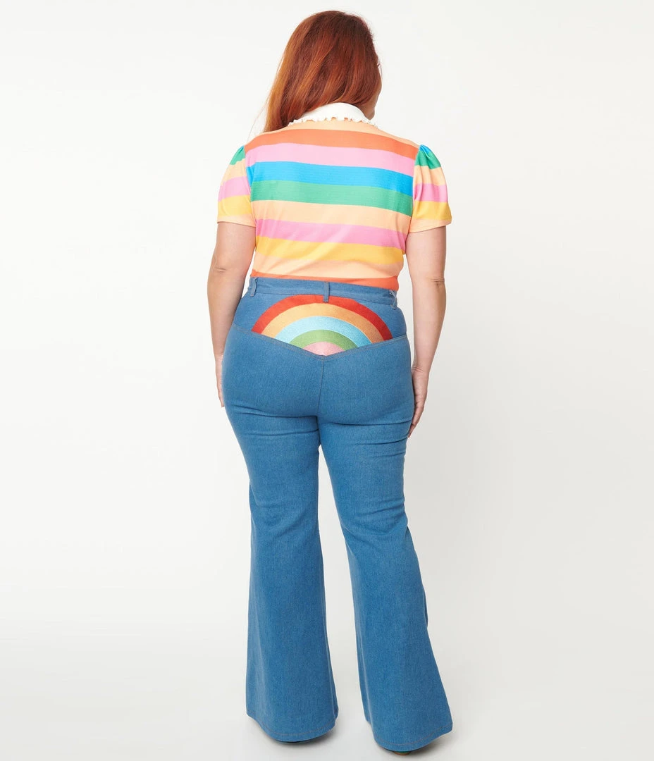 Unique Vintage Rainbow Embroidered Bellbottom Jeans 10 Unique Vintage Rainbow Embroidered Bellbottom Jeans