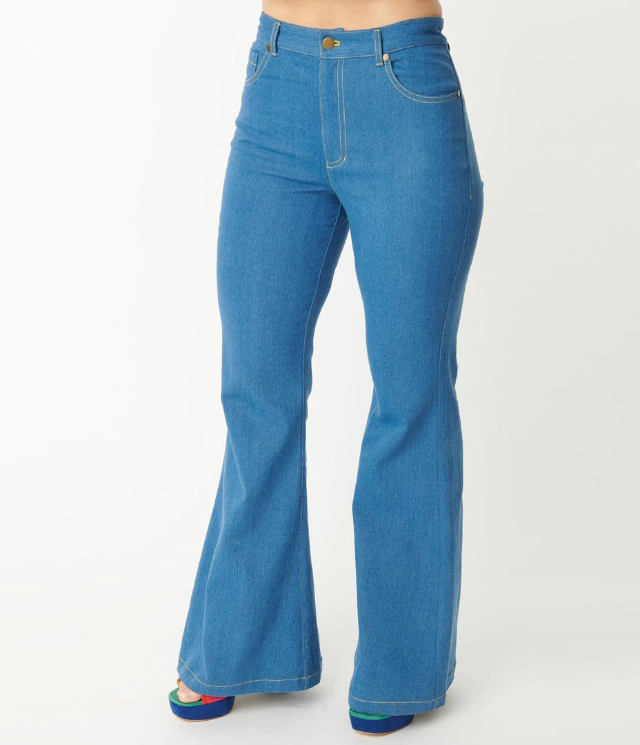 Unique Vintage Rainbow Embroidered Bellbottom Jeans 6 Unique Vintage Rainbow Embroidered Bellbottom Jeans