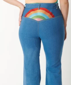 Unique Vintage Rainbow Embroidered Bellbottom Jeans 16 Unique Vintage Rainbow Embroidered Bellbottom Jeans
