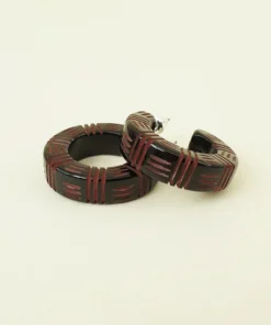 Bow & Crossbones Kane Wicker 2 Tone Hoop Stud Earrings - Lava Accessories