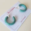 Bow & Crossbones Elsie Carved Hoop Earrings - Seafoam Accessories
