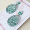 Accessories Bow & Crossbones Suzy Tear Drop Lucite Confetti Stud Earrings - Teal