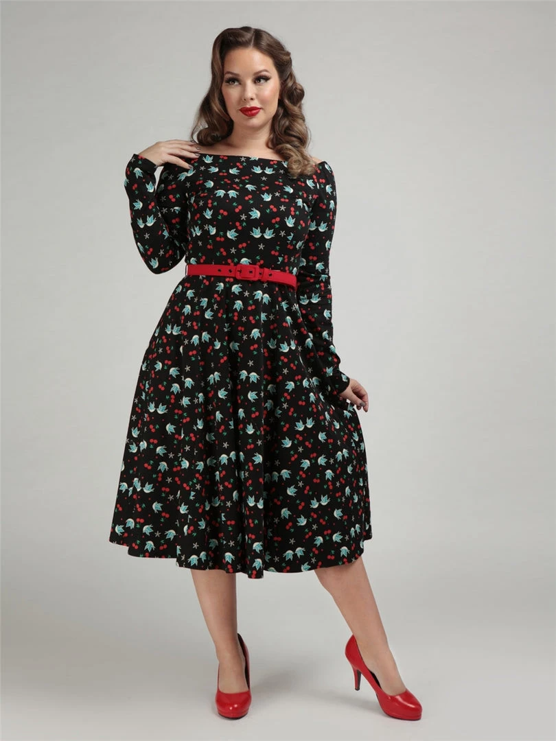 Collectif Meg Swallows & Cherries Swing Dress 3 Collectif Meg Swallows & Cherries Swing Dress