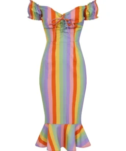 Collectif Sasha Vintage Rainbow Fishtail Dress