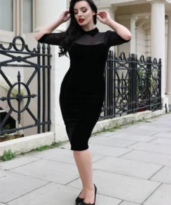 Collectif Wednesday Velvet Pencil Dress 12 Collectif Wednesday Velvet Pencil Dress