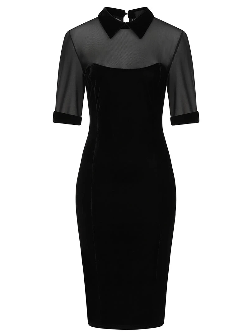 Collectif Wednesday Velvet Pencil Dress 8 Collectif Wednesday Velvet Pencil Dress