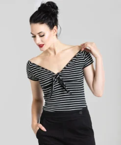 Hell Bunny Hannah Top - Black/Ivory