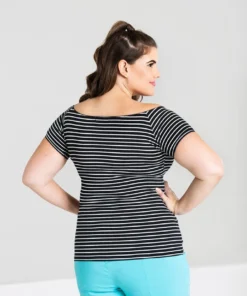 Hell Bunny Hannah Top - Black/Ivory