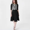 Unique Vintage Black Skeleton Bones Graves Swing Dress 2 Unique Vintage Black Skeleton Bones Graves Swing Dress