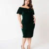 Unique Vintage Sophia Velvet Wiggle Dress - Green