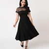 Unique Vintage Shirelle Swing Dress - Black
