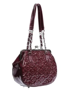 Lux De Ville Ahoy Kiss Lock Bag - Burgundy Crinkle Patent