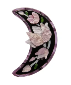 Erstwilder Art Nouveau Steel Magnolias Brooch - Purple
