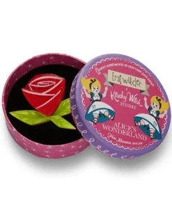 Erstwilder Kitschy Witch Alice's Wonderland Painted Rose Brooch