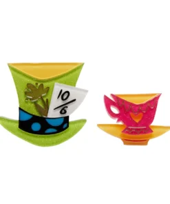 Erstwilder Kitschy Witch Alice's Wonderland Mad Hatter's Tea Party Double Brooch
