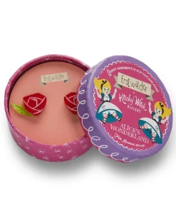 Erstwilder Kitschy Witch Alice's Wonderland Painted Rose Earrings