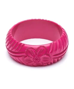 Splendette Wide Iris Pink Heavy Carve Fakelite Bangle
