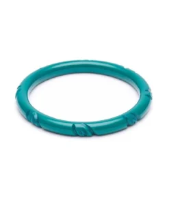 Splendette Narrow Jade Green Heavy Carve Fakelite Bangle