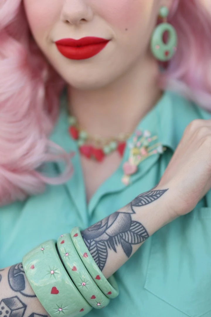 Splendette Valentine's Sweet Pea Starburst Bangle Extra Wide - Duchess 4 Splendette Valentine's Sweet Pea Starburst Bangle Extra Wide - Duchess